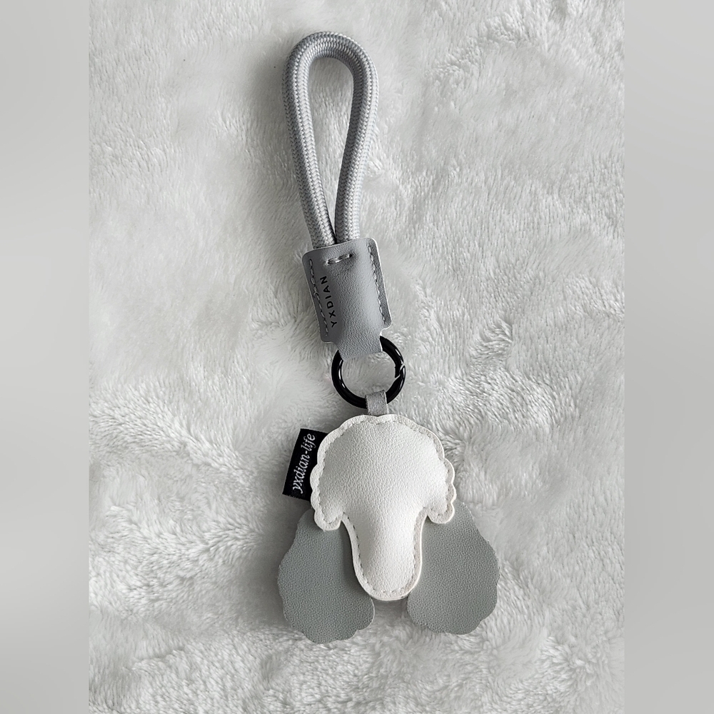 Poodle Dog Keychain Charm - Gray Bag Charm - Picture 3 of 3